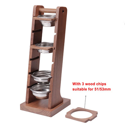 Coffee Powder Bowl Storage Rack Storage Rack Walnut Espresso Basket Display Rack Suitable for 51/53/58mm Universal Barista Tools