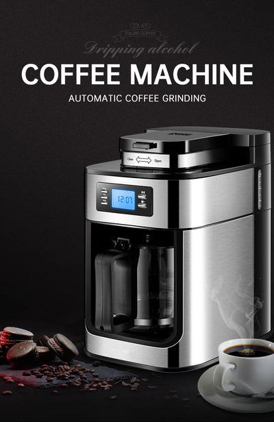 Fully automatic American coffee machine，Coffee beans or powder can be used，Electric grinding drip coffee machine 2-in-1