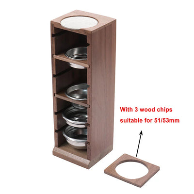 Coffee Powder Bowl Storage Rack Storage Rack Walnut Espresso Basket Display Rack Suitable for 51/53/58mm Universal Barista Tools