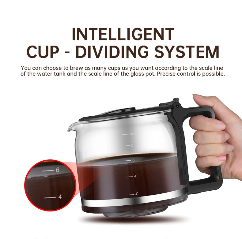 Fully automatic American coffee machine，Coffee beans or powder can be used，Electric grinding drip coffee machine 2-in-1